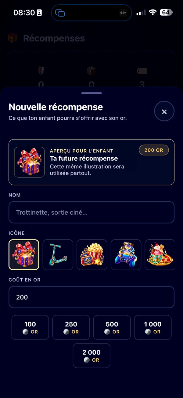 Créer une récompense familiale dans l’application iOS