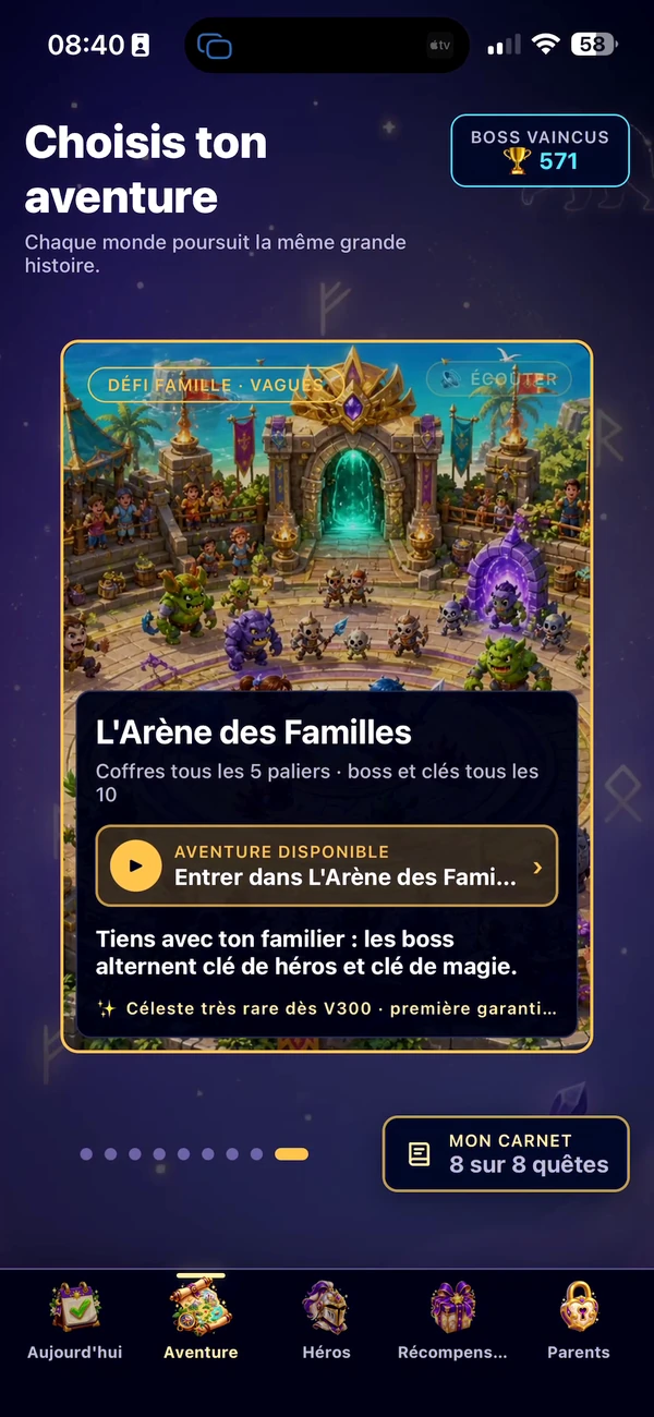 Le choix de l’Arène des Familles sur iPhone