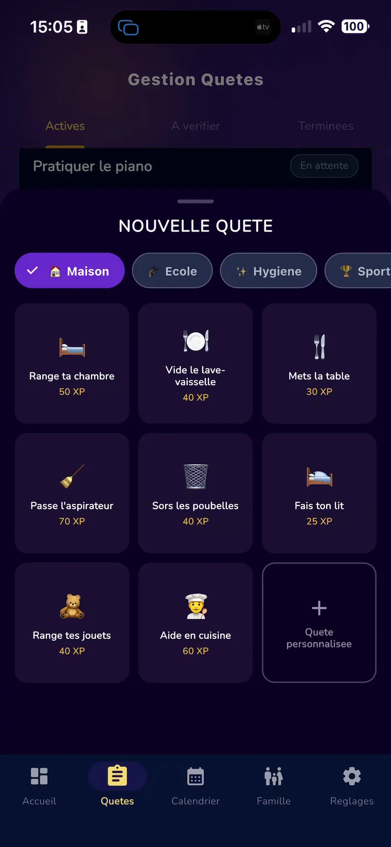 Créer une nouvelle quête
